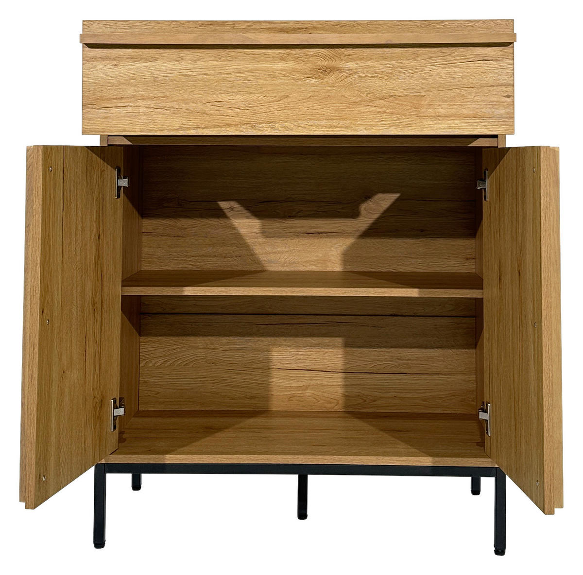 KOMMODE WABI  in 80/101/40 cm  - Eichefarben/Schwarz, Design, Holz/Holzwerkstoff (80/101/40cm) - Xora