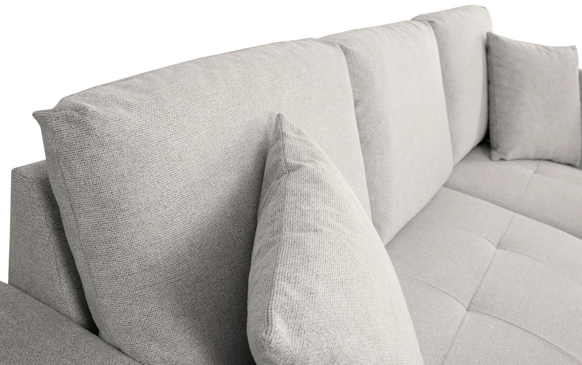 ECKSOFA LUKAS Creme Struktur Zierkissen, Bettkasten  - Creme, Trend, Textil (239/158cm) - P & B