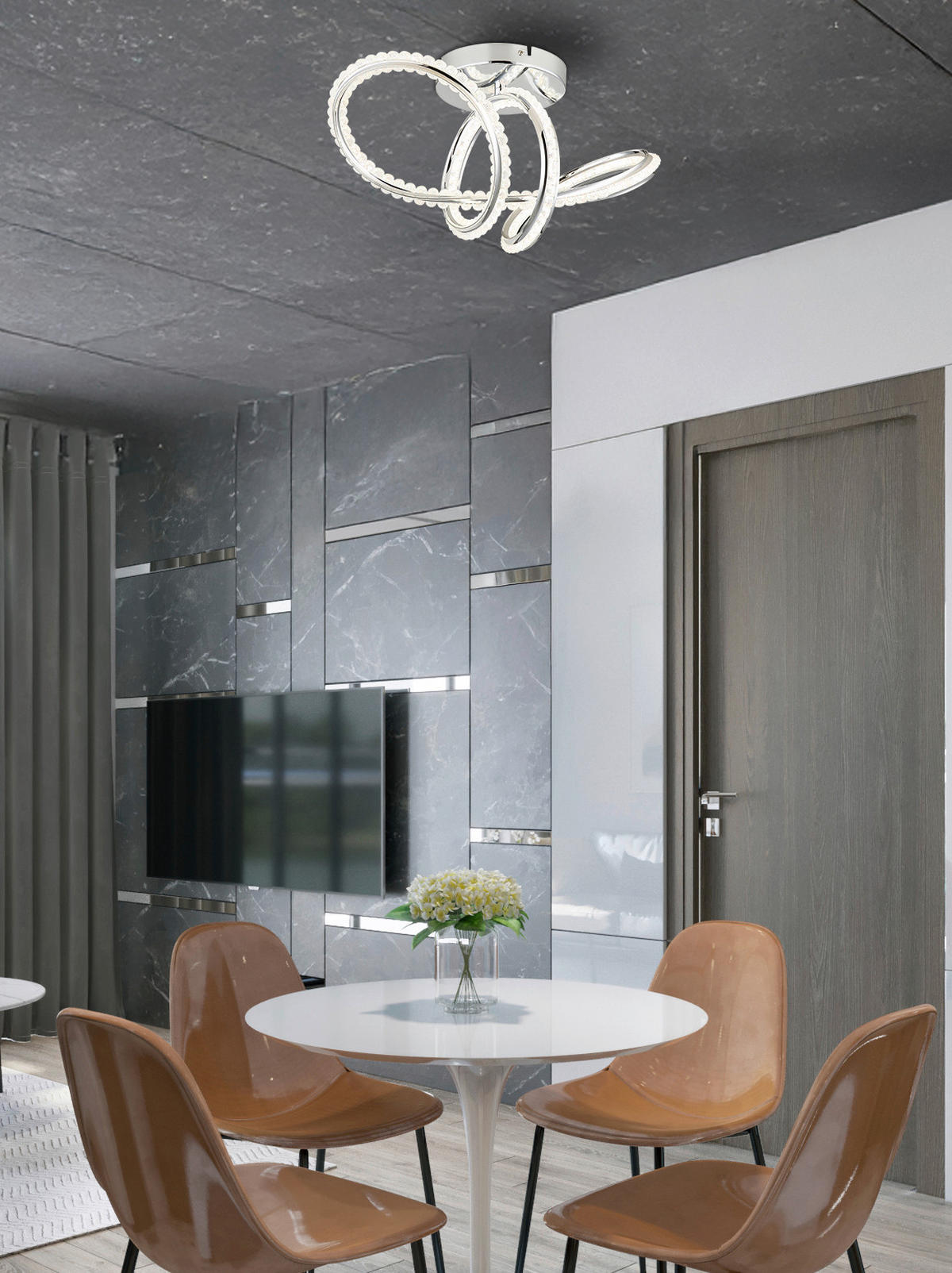 LED-DECKENLEUCHTE 50/25/25 cm   - Klar/Chromfarben, Design, Kunststoff/Metall (50/25/25cm) - Globo