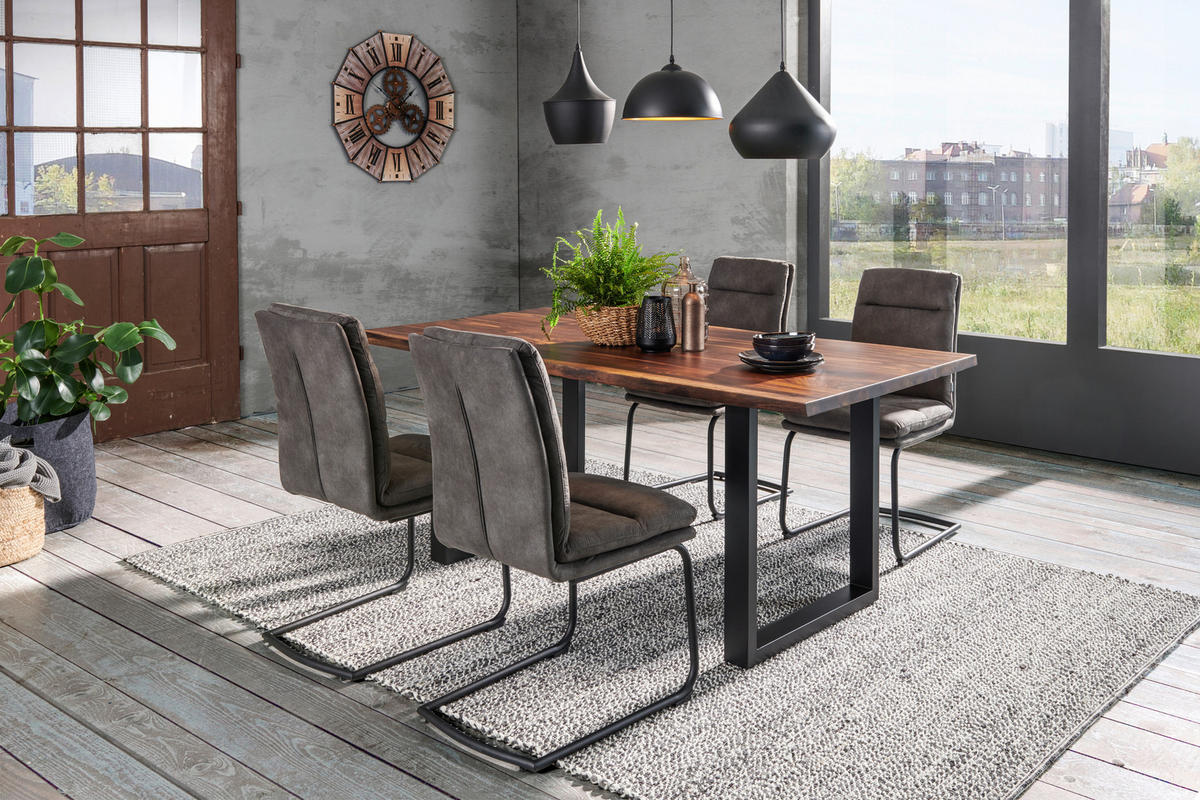 SCHWINGSTUHL  in Stahl Mikrofaser  - Schwarz/Grau, Design, Textil/Metall (46/95/62,5cm) - Cantus