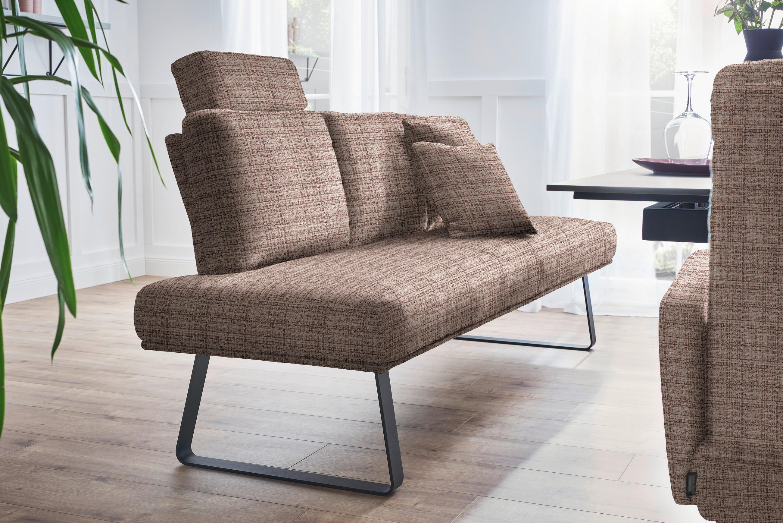 SITZBANK 224/92/78 cm  in Braun, Schwarz  - Schwarz/Braun, Design, Textil/Metall (224/92/78cm) - Dieter Knoll