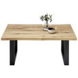 COUCHTISCH Eiche massiv 110/70/45 cm rechteckig Schwarz, Eichefarben  - Eichefarben/Schwarz, Design, Holz/Metall (110/70/45cm) - Linea Natura