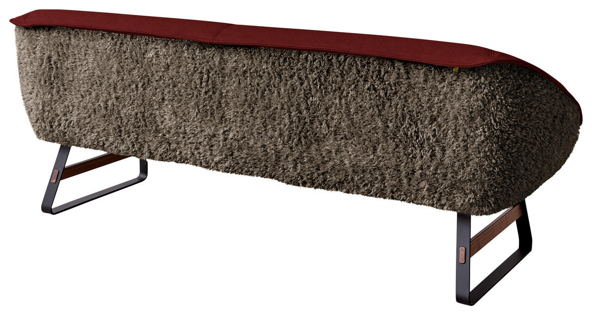 SITZBANK 229/88/80 cm  in Braun, Weinrot  - Weinrot/Schwarz, Design, Leder/Holz (229/88/80cm) - Koinor