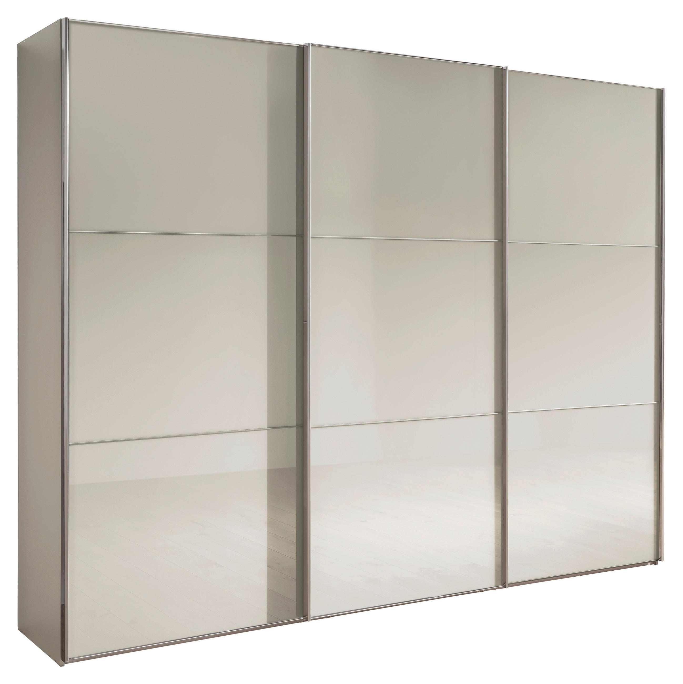 SCHWEBETÜRENSCHRANK 225/236/67 cm 3-türig Champagner  - Chromfarben/Champagner, MODERN, Glas/Holzwerkstoff (225/236/67cm) - Chameo