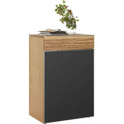 SCHUHSCHRANK 64/98/42,5 cm - Eichefarben/Silberfarben, Natur, Glas/Holz (64/98/42,5cm) - Voglauer