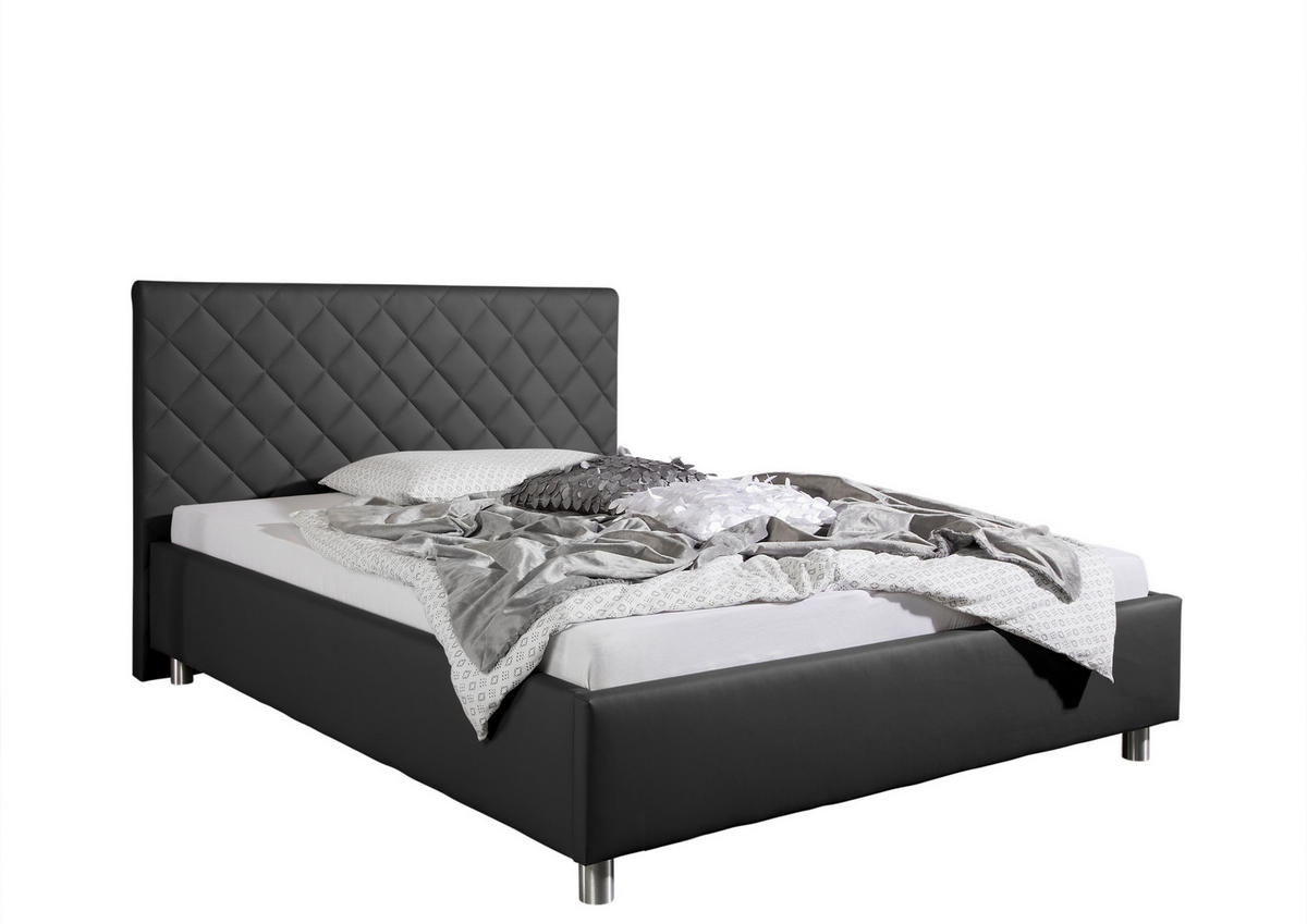POLSTERBETT 140/200 cm,  in Anthrazit,  - Anthrazit/Alufarben, MODERN, Textil/Metall (140/200cm) - Livetastic