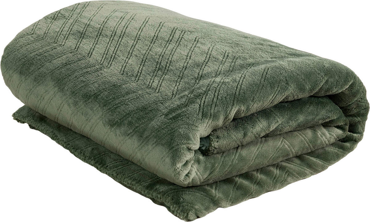 PLÄD 130/170 cm  - mörkgrön, Basics, textil (130/170cm)