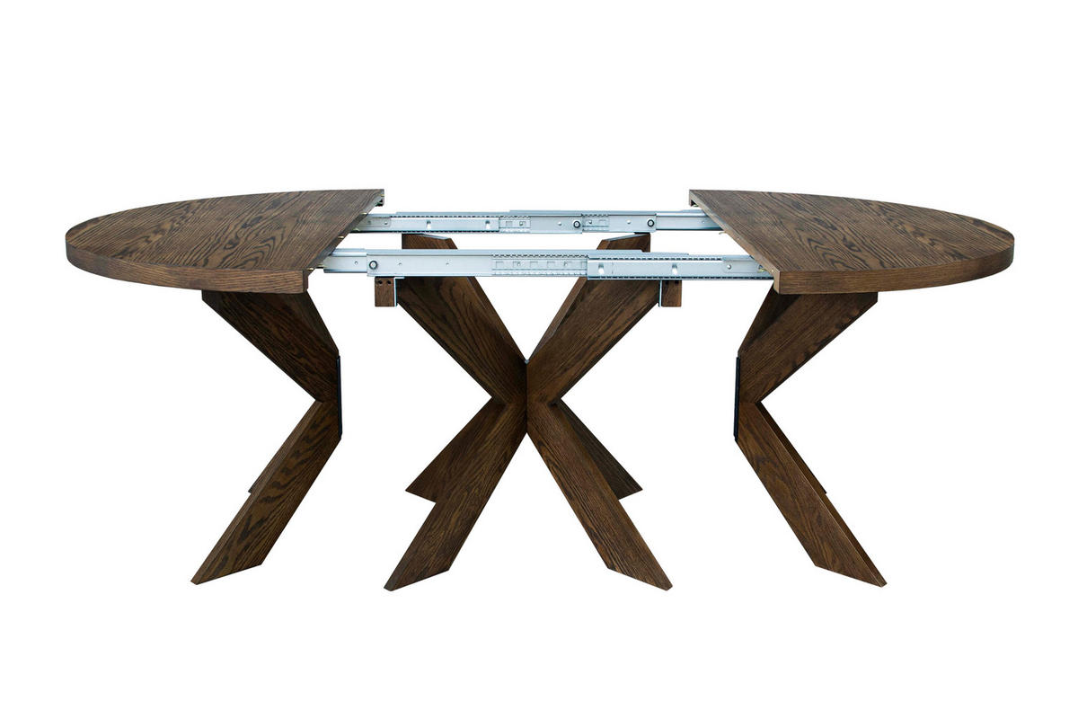 MATBORD 130-310/130/76 cm delar i massivt trä  trä finns i olika trädekorer, utdragbar rund mörkbrun  - mörkbrun, Modern, trä (130-310/130/76cm) - Niels Andersson