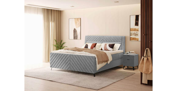 BOXSPRINGBETT 180/200 cm  in Hellgrau  - Hellgrau/Schwarz, Design, Textil/Metall (180/200cm) - Esposa