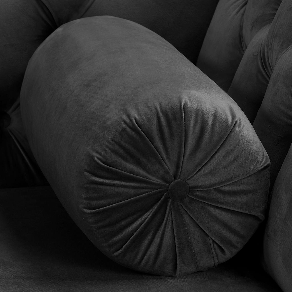 RÉCAMIERE Samt Schwarz  - Schwarz/Braun, Design, Holz/Textil (185/93/75cm) - Livetastic