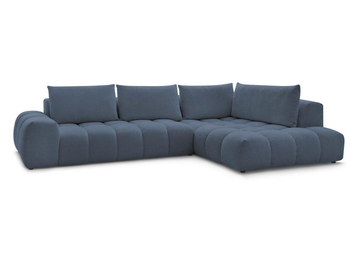 ECKSOFA Ottomane rechts  EVEREST Dunkelblau Flachgewebe  - Schwarz/Dunkelblau, MODERN, Kunststoff/Textil (352/210cm) - Livetastic