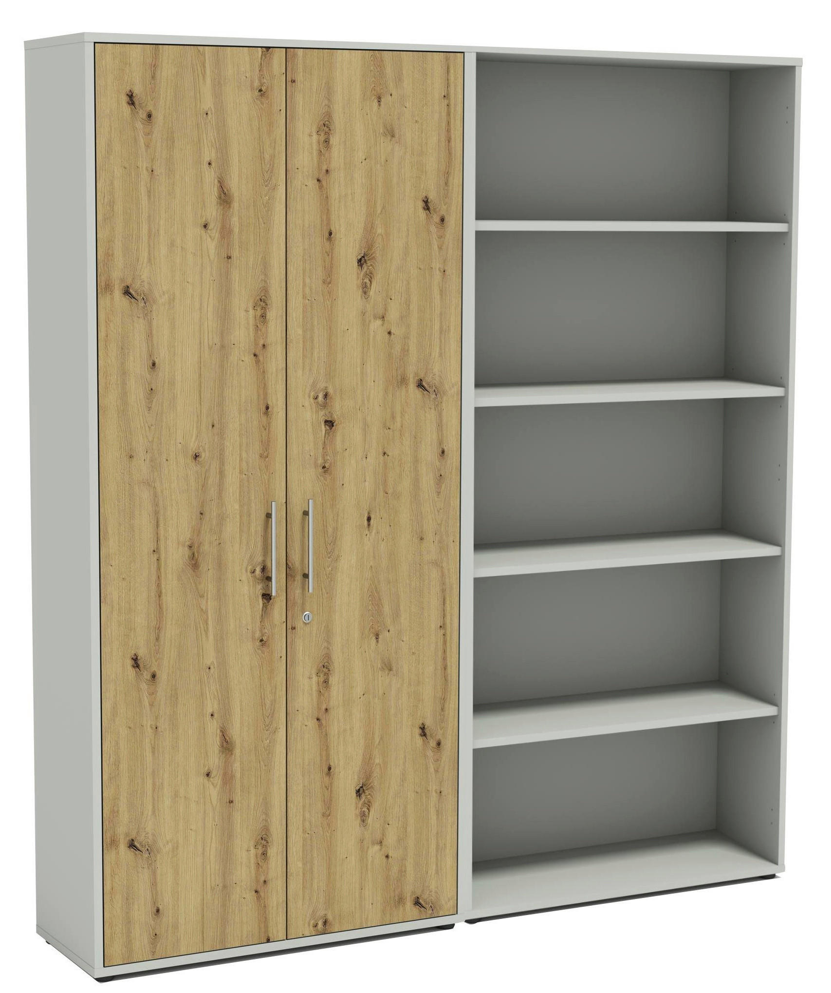 AKTENSCHRANK Hellgrau, Eiche Artisan  - Hellgrau/Eiche Artisan, MODERN, Holzwerkstoff (168,8/185,6/33cm) - MID.YOU