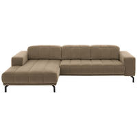 ECKSOFA in Velours Sandfarben  - Sandfarben/Schwarz, Design, Textil/Metall (195/293cm) - Beldomo Style