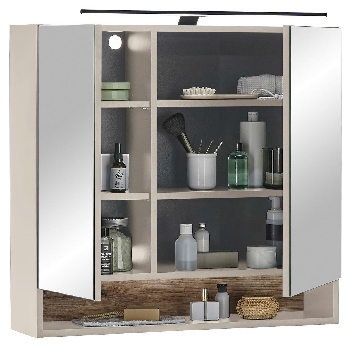 SPIEGELSCHRANK 80/75/22 cm  - Kaschmir, KONVENTIONELL, Glas/Holzwerkstoff (80/75/22cm) - home24