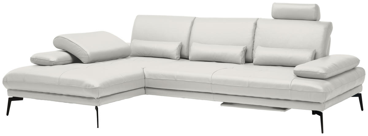 ECKSOFA Creme Echtleder  - Creme/Schwarz, Design, Leder/Metall (187/273cm) - Celina Home