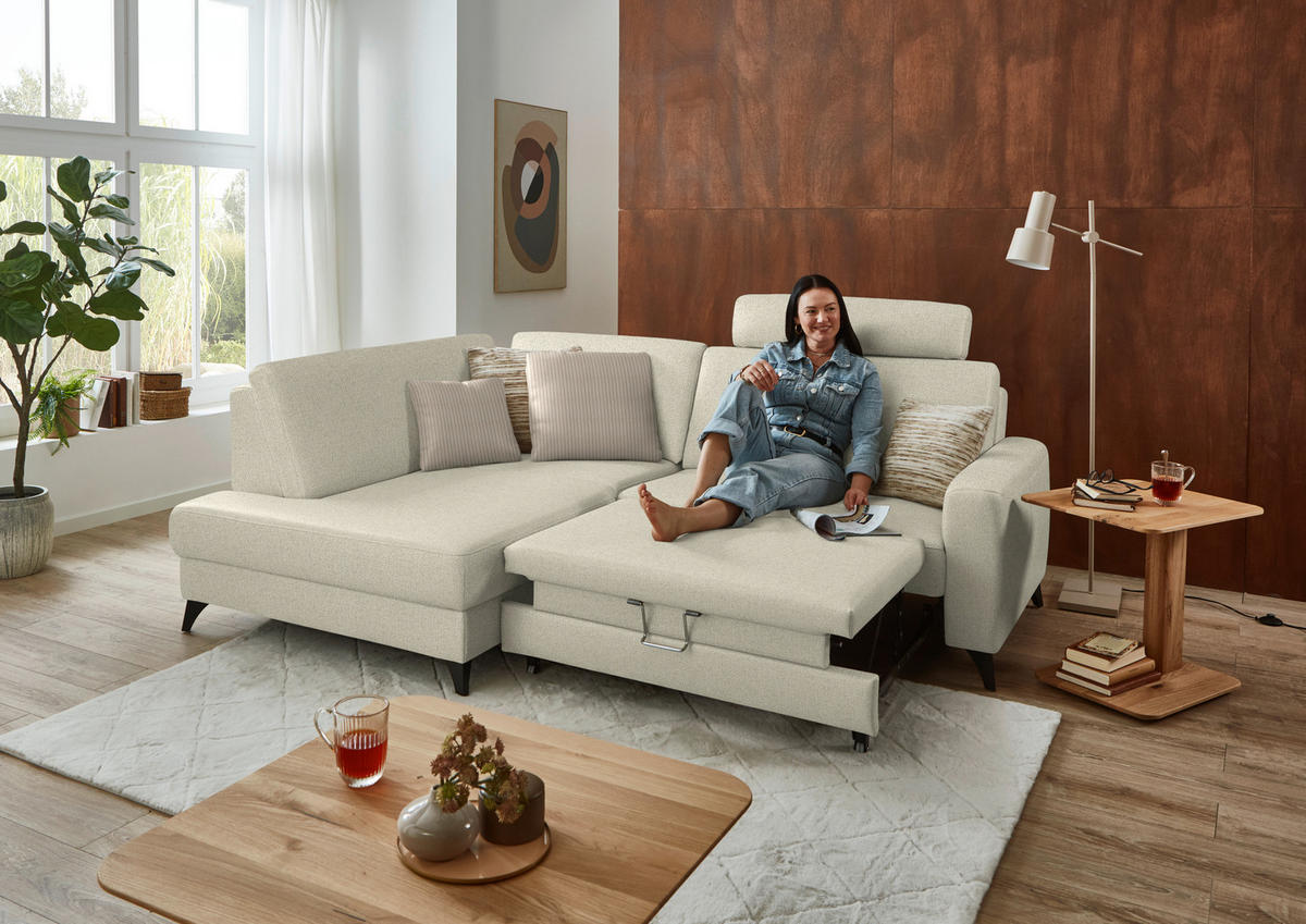 ECKSOFA  Chenille Silberfarben  - Silberfarben/Schwarz, Design, Textil/Metall (182/239cm) - Beldomo Comfort
