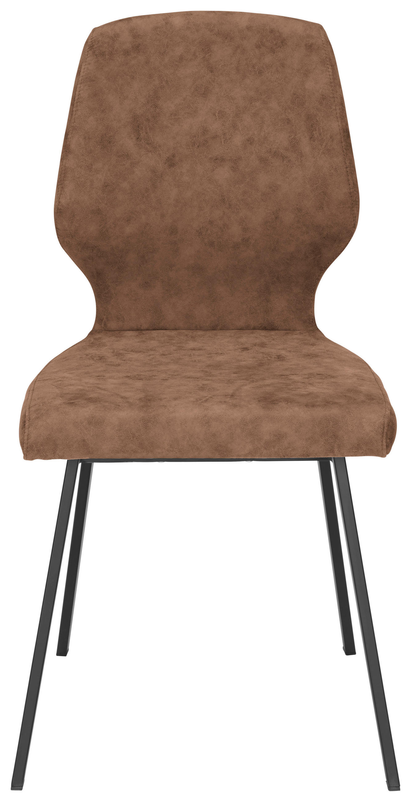 STUHL  in Eisen Mikrofaser  - Cognac/Schwarz, Modern, Textil/Metall (46/91/61cm) - Venda