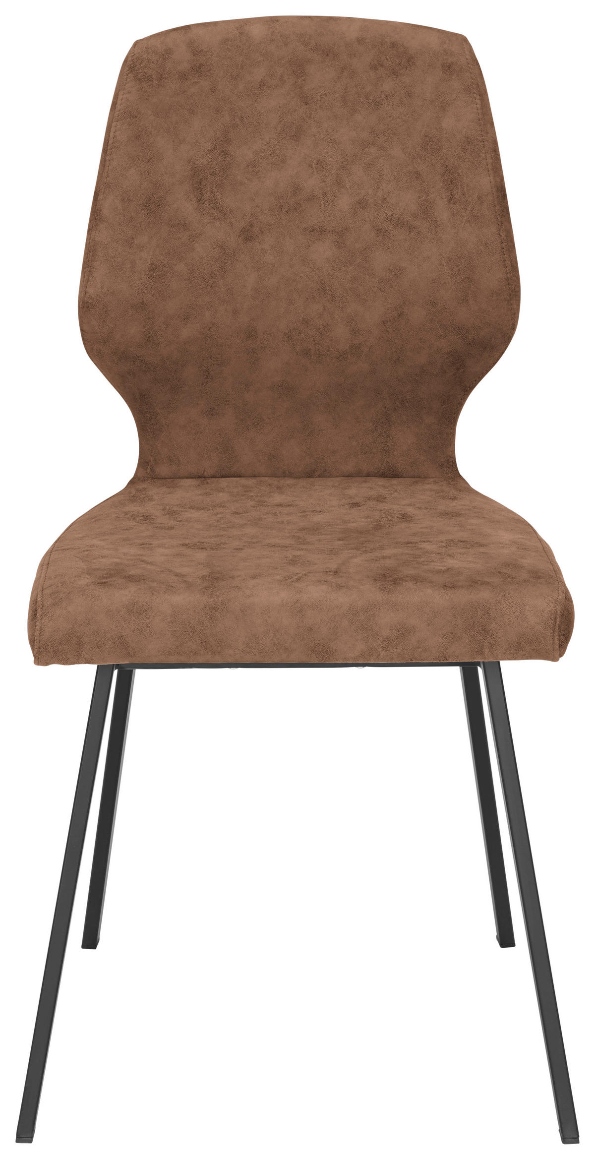 STUHL  in Eisen Mikrofaser  - Cognac/Schwarz, Modern, Textil/Metall (46/91/61cm) - Venda