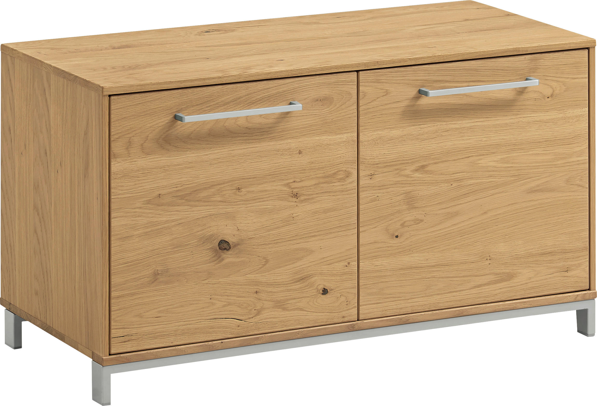 GARDEROBENBANK  in 86/47/40 cm  - Edelstahlfarben/Eichefarben, Design, Holz/Metall (86/47/40cm)