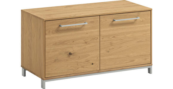 GARDEROBENBANK  in 86/47/40 cm  - Edelstahlfarben/Eichefarben, Natur, Holz/Metall (86/47/40cm) - Novel