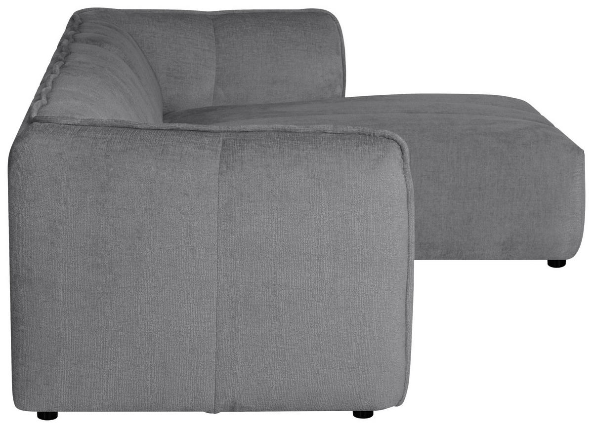 ECKSOFA LIVOLI in Chenille Hellgrau  306/160 cm  - Hellgrau/Schwarz, Design, Textil (306/160cm) - MID.YOU