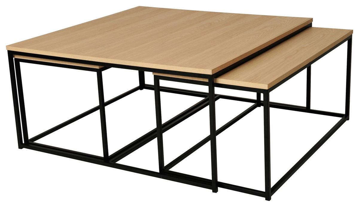 SOFFBORD SET i trämaterial, metall 100/100/47 cm  - svart, Design, metall/trämaterial (100/100/47cm)