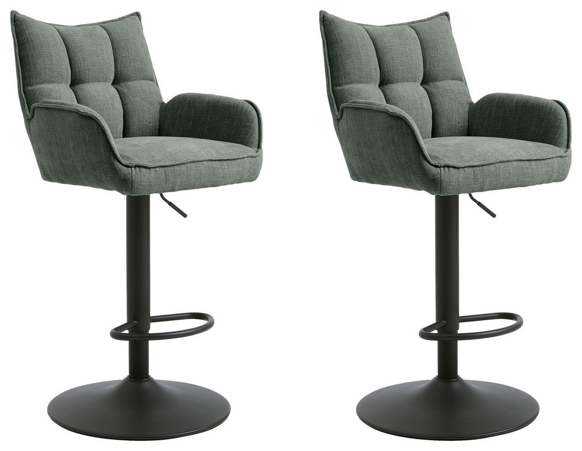 BARHOCKER-SET in Waldgrün  - Waldgrün/Schwarz, MODERN, Textil/Metall (52/98,5-113,5/53cm) - Livetastic
