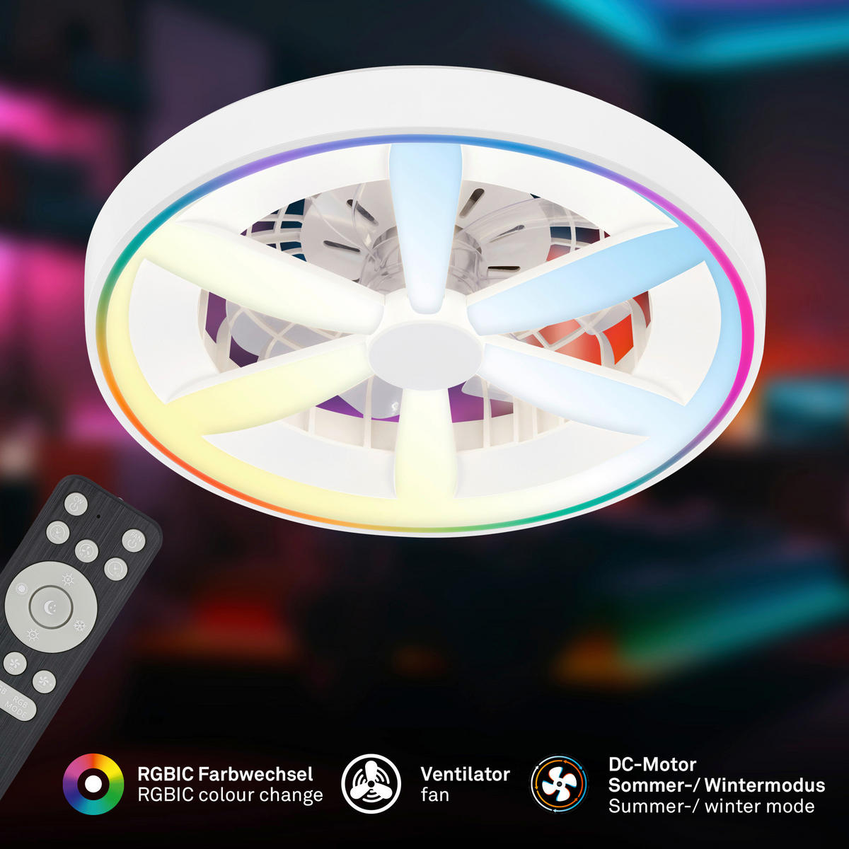 DECKENVENTILATOR 48./15 cm   - Weiß, Design, Kunststoff (48./15cm)