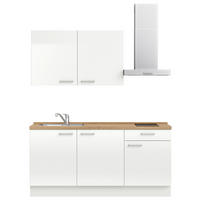 KÜCHENLEERBLOCK 180 cm   in Eichefarben, Weiß Hochglanz  - Edelstahlfarben/Eichefarben, MODERN, Holzwerkstoff/Metall (180cm) - Nobilia