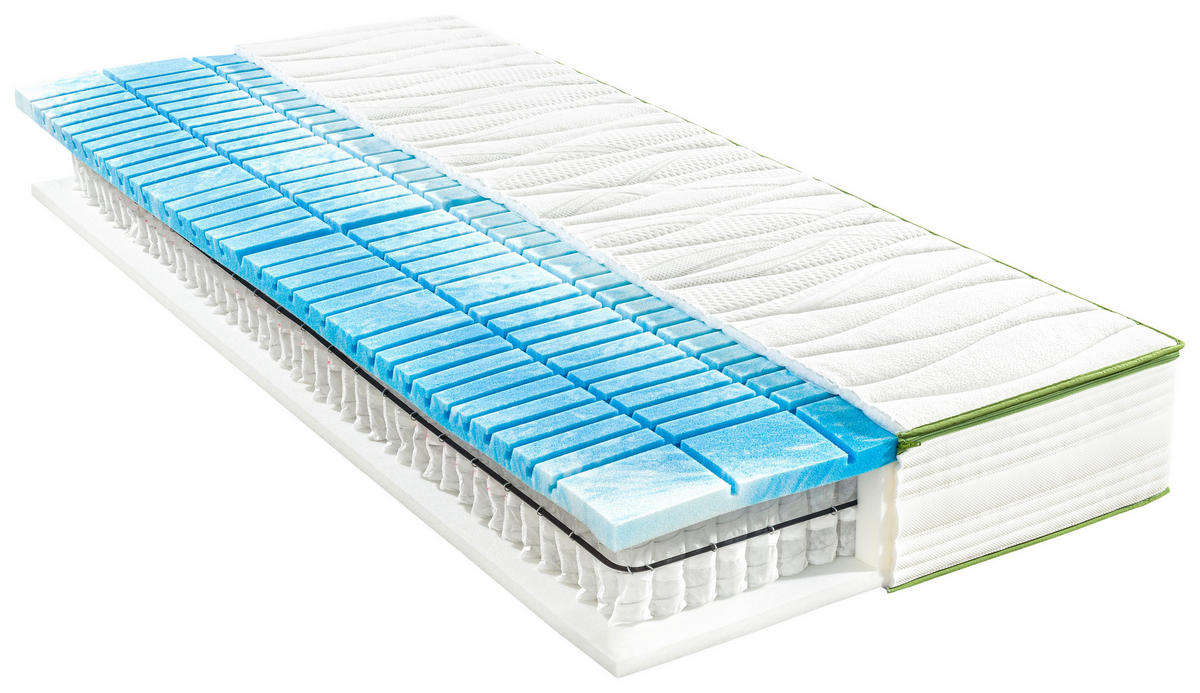 GEL-TASCHENFEDERKERNMATRATZE 80/200 cm Höhe ca. 24 cm 7 -Zonen - Weiß, Basics, Textil (80/200cm) - Valnatura
