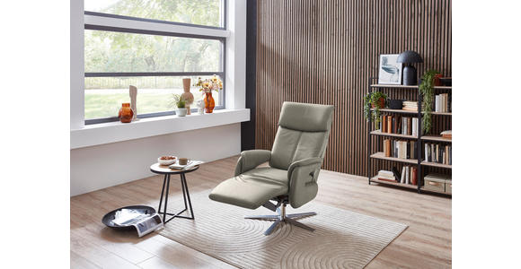 RELAXSESSEL in Leder Hellgrau - Edelstahlfarben/Hellgrau, Design, Leder/Metall (70/124/85cm) - Cantus