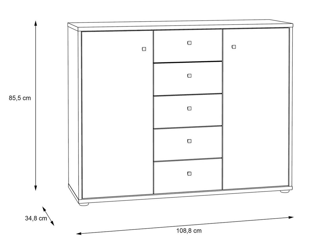 KOMMODE 108,8/85,5/34,8 cm  in Dunkelbraun, Graubraun  - Dunkelbraun/Graubraun, Design, Holzwerkstoff (108,8/85,5/34,8cm)