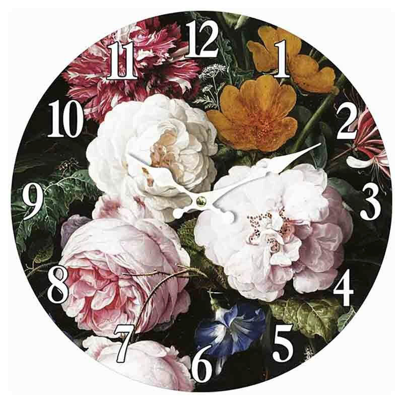 NÁSTENNÉ HODINY, biela, pink, 34 cm - pink/biela, Design, kompozitné drevo (34cm)