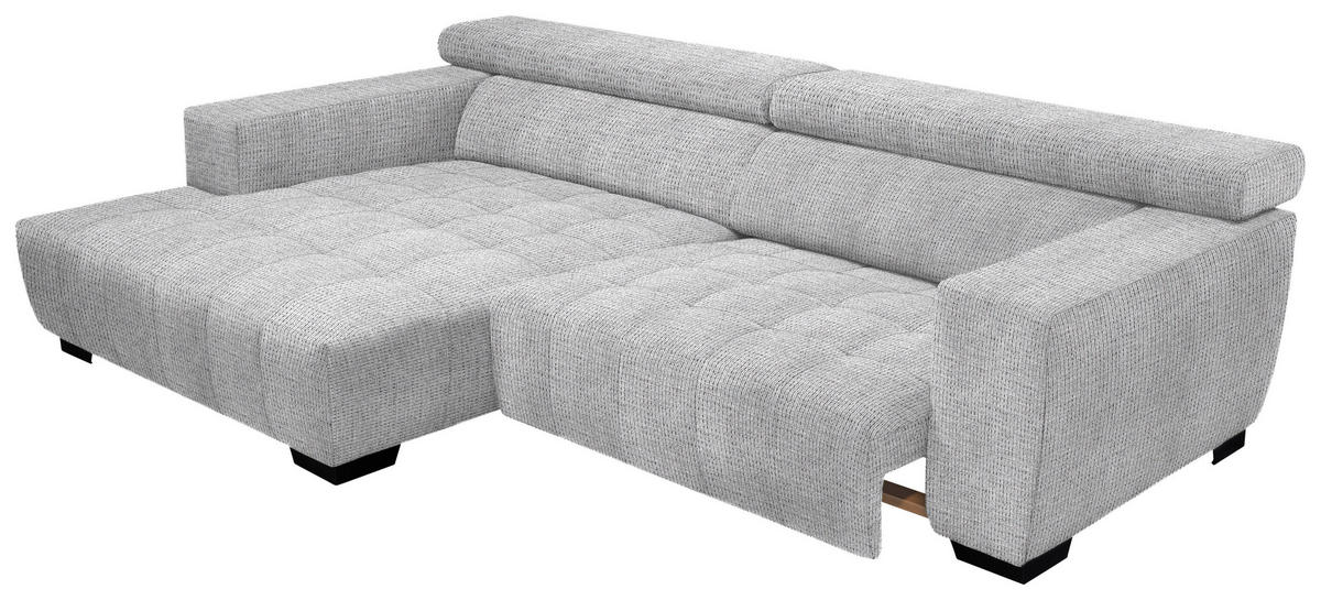ECKSOFA in Webstoff Hellgrau  182/279 cm  - Hellgrau/Schwarz, KONVENTIONELL, Textil/Metall (182/279cm) - Hom`in