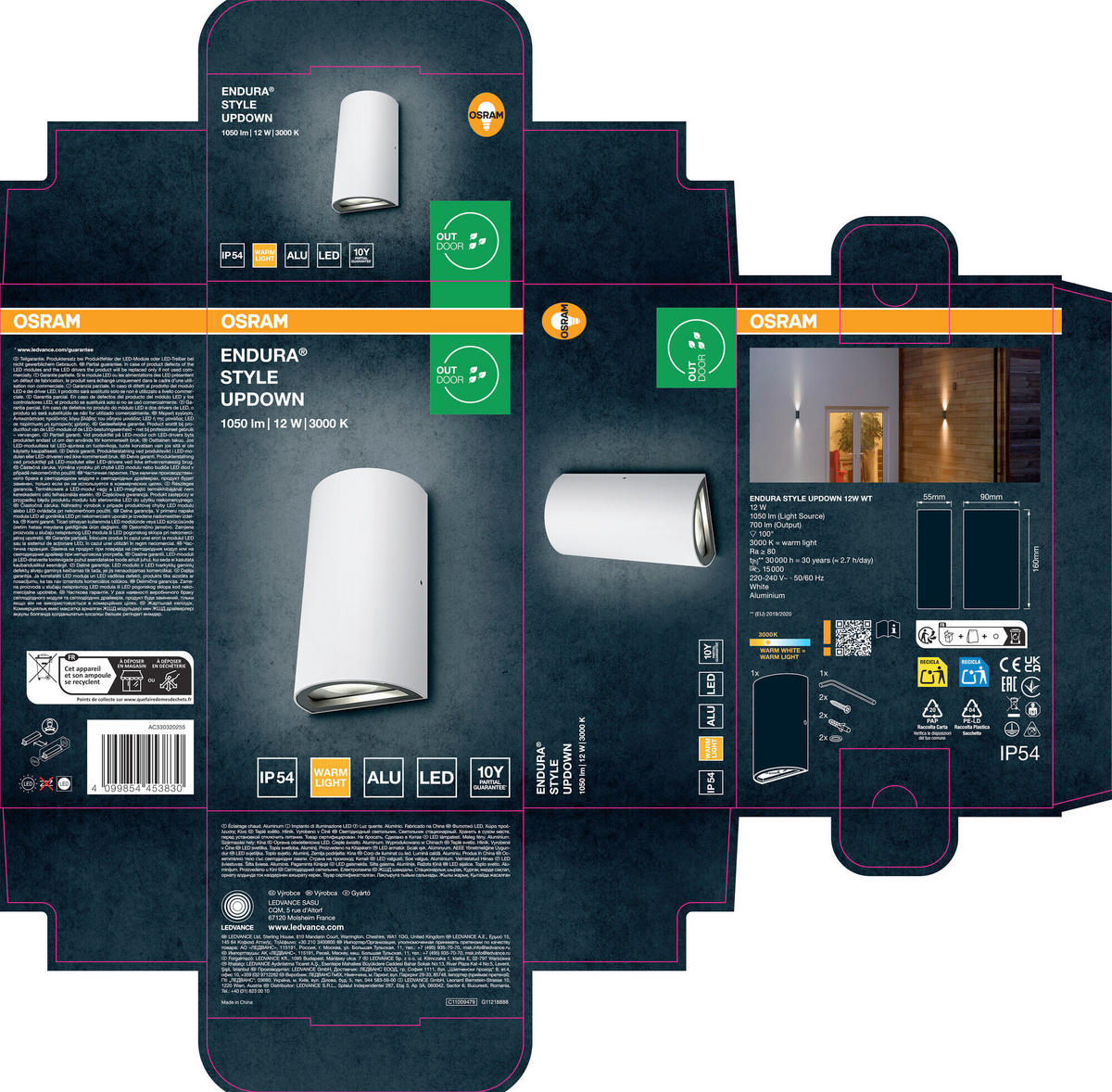 LED-AUßENLEUCHTE 5,5/9/16 cm   - Weiß, Basics, Glas/Metall (5,5/9/16cm) - Osram