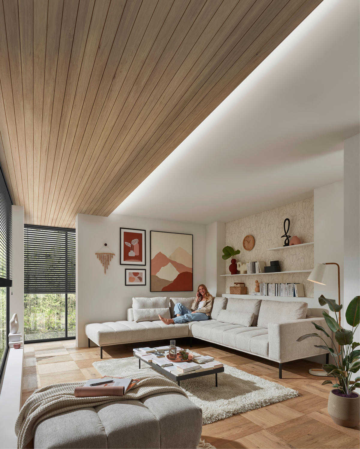 ECKSOFA  in Flachgewebe Creme  270/308 cm  - Creme/Schwarz, Design, Textil/Metall (270/308cm) - Pure Home Lifestyle