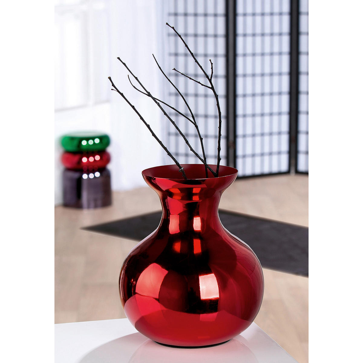 DEKOVASE  - Rot, Basics, Metall (22/25,5cm)