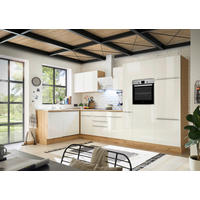 ECKKÜCHE 170/370 cm  in Eiche Artisan, Weiß Hochglanz  - Weiß Hochglanz/Alufarben, LIFESTYLE, Holzwerkstoff/Kunststoff (170/370cm) - Respekta