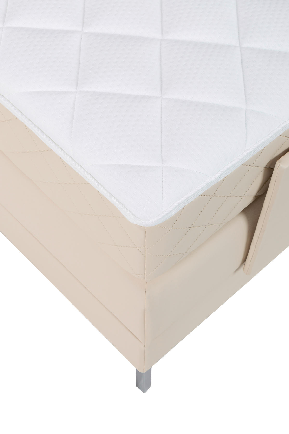 BOXSPRINGBETT 180/200 cm  in Beige  - Beige/Alufarben, Design, Textil/Metall (180/200cm) - Welnova