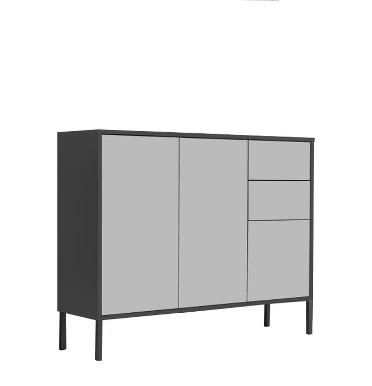 SIDEBOARD  in 263,5/86/33 cm  - Anthrazit/Weiß, MODERN, Holzwerkstoff/Metall (263,5/86/33cm) - MID.YOU