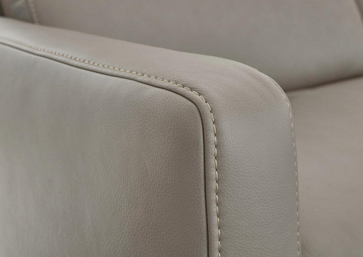 ECKSOFA in Echtleder Grau  - Chromfarben/Grau, Design, Leder/Metall (176/271cm) - Valdera