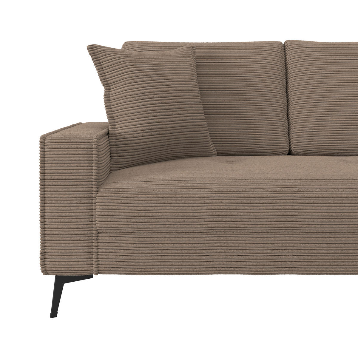 ECKSOFA ZERO Braun Cord Zierkissen, Rückenkissen  - Schwarz/Braun, Trend, Textil/Metall (286/173cm) - Livetastic