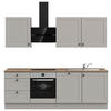 KÜCHENLEERBLOCK 240 cm   in Grau, Eiche dunkel  - Eiche dunkel/Schwarz, MODERN, Holzwerkstoff/Metall (240cm) - Nobilia