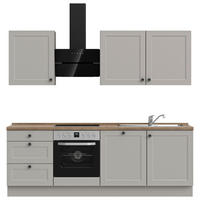 KÜCHENBLOCK 240 cm   in Grau, Eiche dunkel  - Eiche dunkel/Schwarz, MODERN, Holzwerkstoff/Metall (240cm) - Nobilia