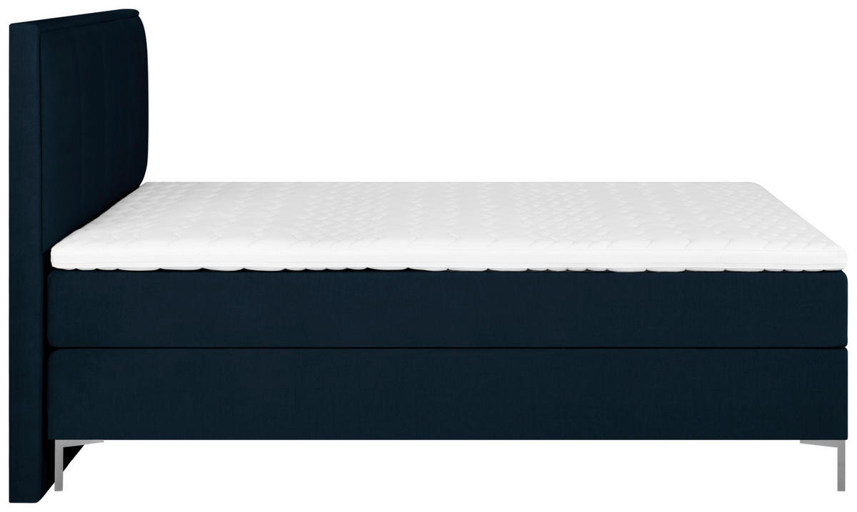 BOXSPRING-ÁGY 180/200 cm  sötétkék  - sötétkék/alumíniumszínű, Modern, textil (180/200cm) - MID.YOU