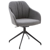 ARMLEHNSTUHL  in Aluminium Flachgewebe  - Schwarz/Grau, Design, Textil/Metall (58/83-86/60cm) - Johann Jakob