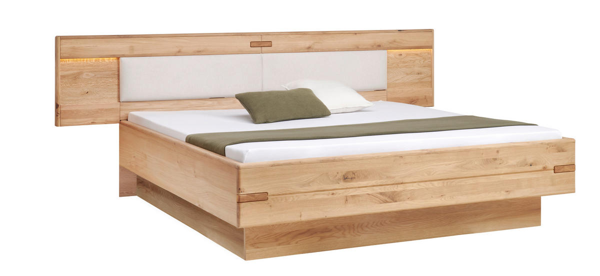 BETTANLAGE 180/200 cm  Kaschmir, Eiche Bianco   - Kaschmir/Eiche Bianco, Design, Glas/Holz (180/200cm) - Linea Natura