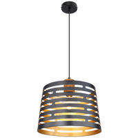 HÄNGELEUCHTE 35/120 cm    - Goldfarben/Schwarz, Natur, Holz/Metall (35/120cm) - Globo