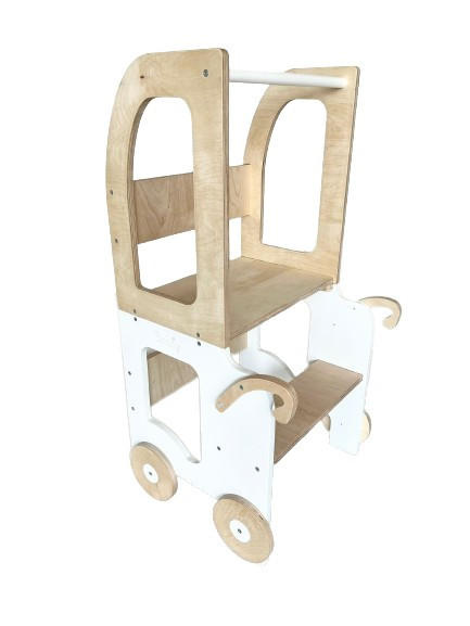 KOMBIHOCHSTUHL  - Weiß/Naturfarben, Basics, Holz (38/90/40cm)