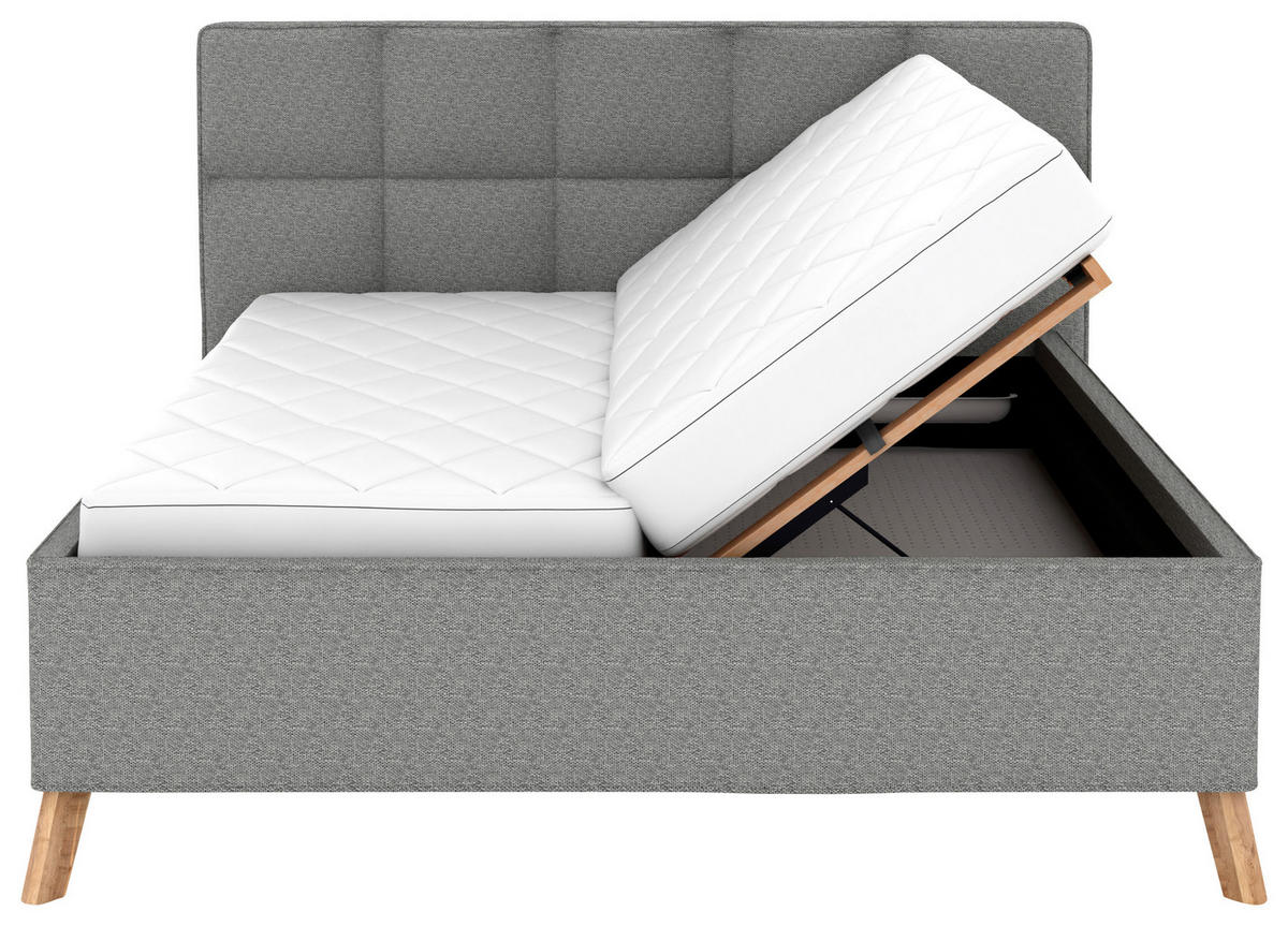 POLSTERBETT Bettkasten, motorische Verstellbarkeit, Fernbedienung, Lattenroste, Matratzen 180/200 cm  in Grau  - Schwarz/Weiß, KONVENTIONELL, Holz/Textil (180/200cm) - Musterring